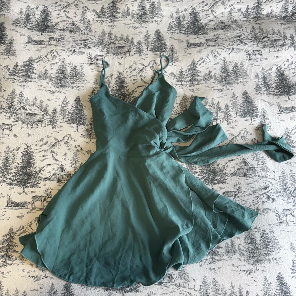 Lucy in the Sky Seafoam Wrap Mini Dress